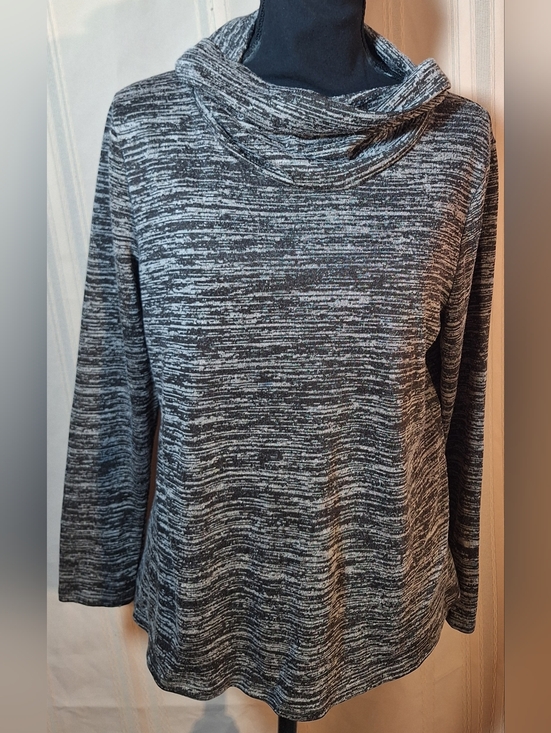 Faded Glory Tops - FADED GLORY Brown and Tan Space-Dye Cowl Neck Long Sleeve Top